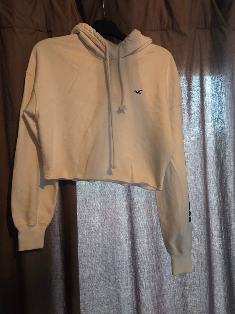 Hollister California Cropped Hoodie, Small, White
